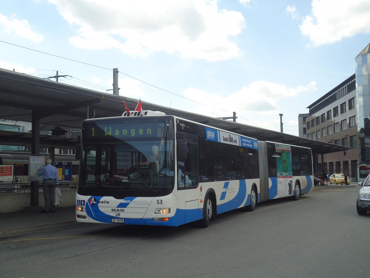 (139'926) - BOGG Wangen b.O. - Nr. 53/SO 78'758 - MAN am 23. Juni 2012 beim Bahnhof Olten