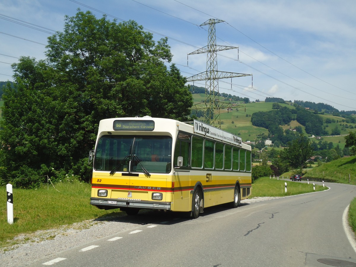 (140'026) - STI Thun - Nr. 52/BE 396'552 - Saurer/R&J am 24. Juni 2012 bei Forst