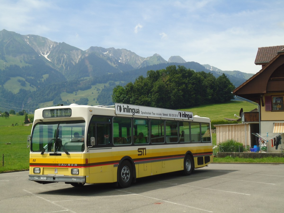 (140'041) - STI Thun - Nr. 52/BE 396'552 - Saurer/R&J am 24. Juni 2012 in Lngenbhl, Grizzlibr