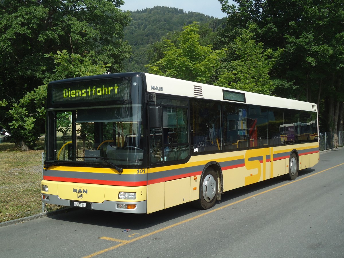 (140'185) - STI Thun - Nr. 101/BE 577'101 - MAN am 30. Juni 2012 bei der Schifflndte Thun