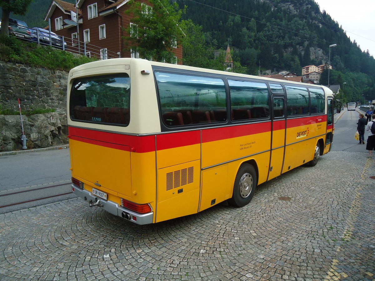 (140'239) - Mattli, Wassen - UR 9107 - Mercedes am 1. Juli 2012 beim Bahnhof Gschenen