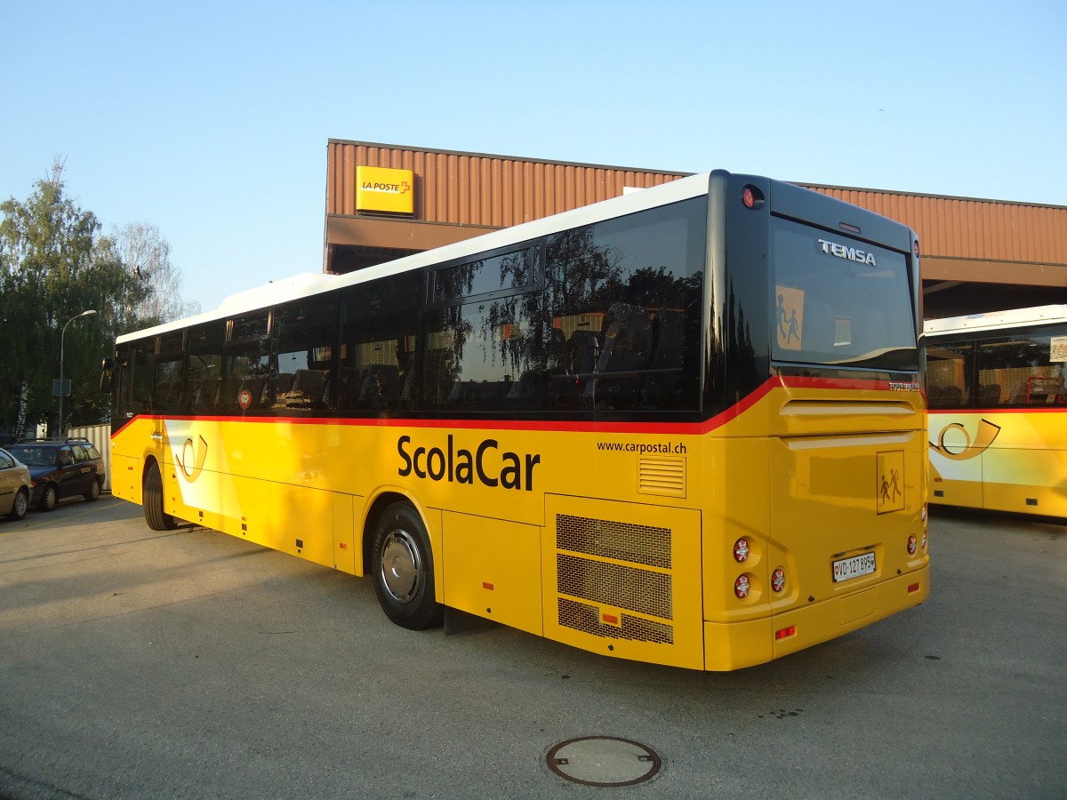 (140'919) - CarPostal Ouest - VD 127'895 - Temsa (ex ARCC Aubonne) am 27. Juli 2012 in Yverdon, Garage