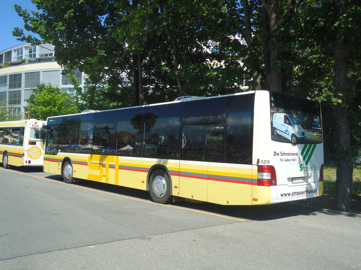 (141'052) - STI Thun - Nr. 129/BE 800'129 - MAN am 8. August 2012 bei der Schifflndte Thun