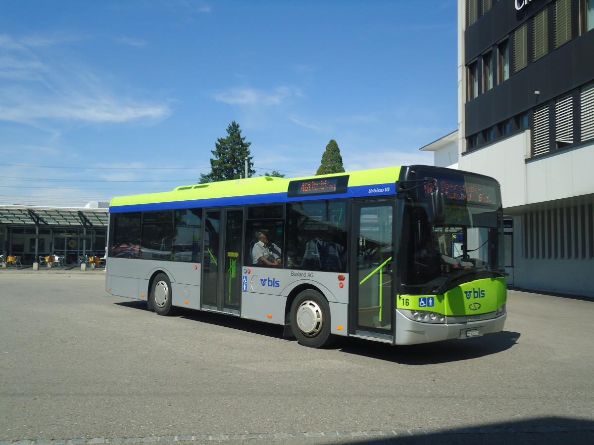 (141'128) - Busland, Burgdorf - Nr. 16/BE 619'158 - Solaris am 15. August 2012 beim Bahnhof Burgdorf