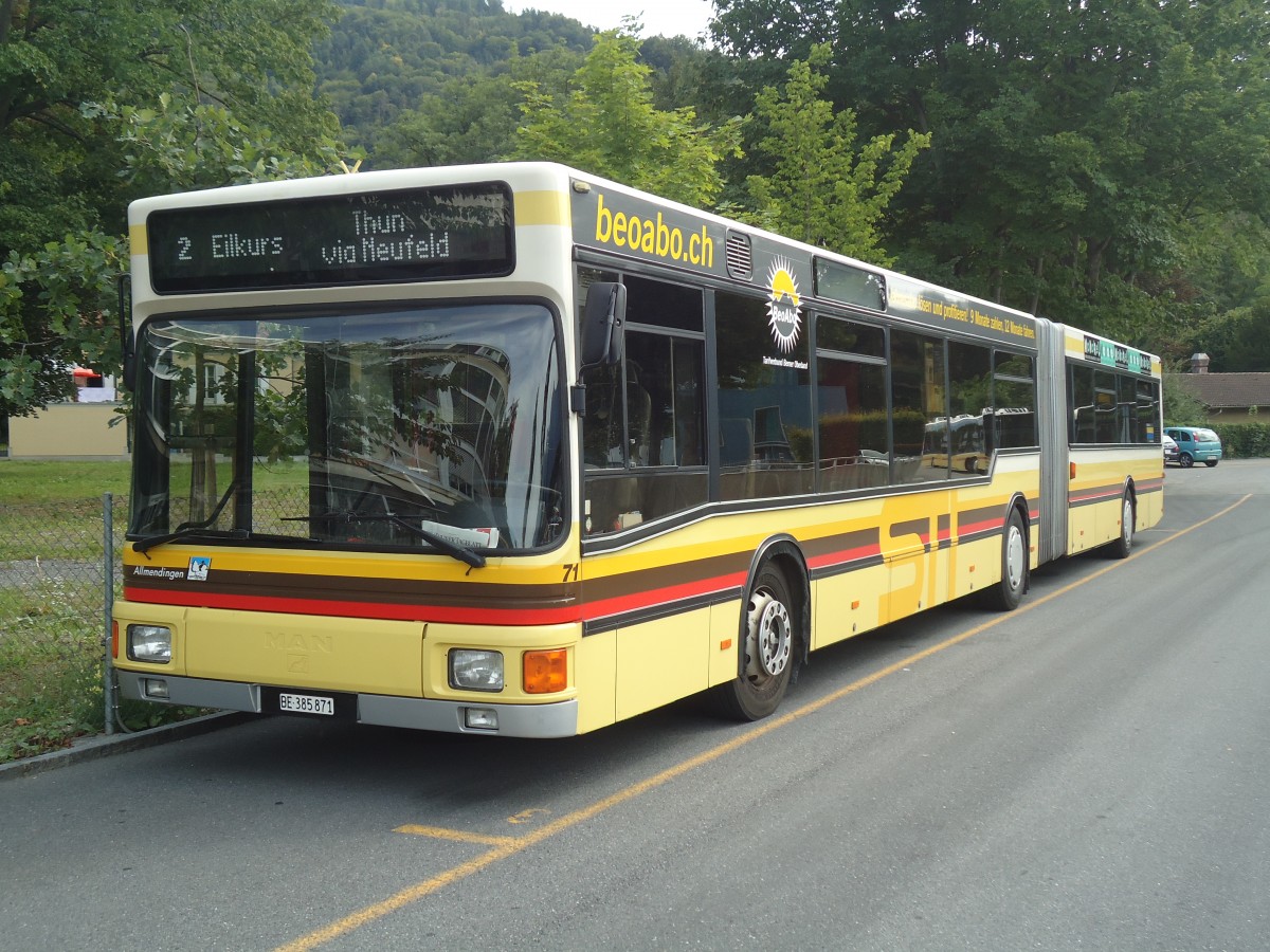 (141'403) - STI Thun - Nr. 71/BE 385'871 - MAN am 28. August 2012 bei der Schifflndte Thun