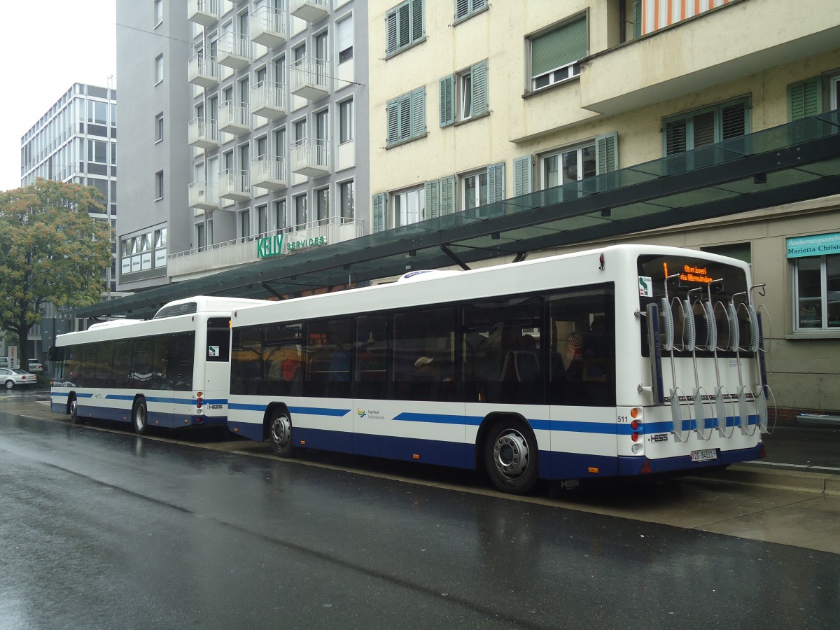 (141'439) - ZVB Zug - Nr. 511/ZG 84'511 - Lanz+Marti/Hess Personenanhnger am 1. September 2012 beim Bahnhof Zug