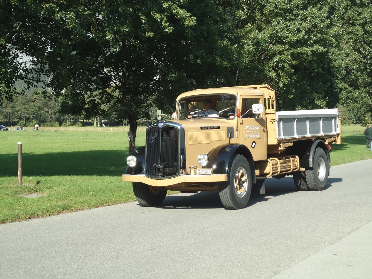 (141'635) - Seiler, Frauenfeld - Nr. 1/TG 2848 U - Saurer am 15. September 2012 in Chur, Waffenplatz