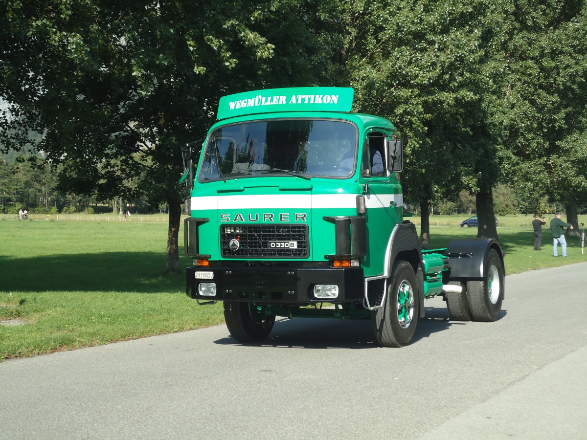 (141'662) - Wegmller, Attikon - ZH 33'083 U - Saurer am 15. September 2012 in Chur, Waffenplatz