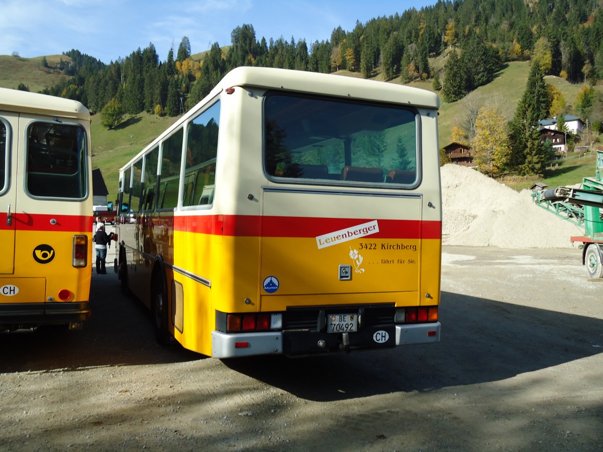 (142'027) - Leuenberger, Kirchberg - BE 70'492 - Saurer/Lauber (ex Niederer, Filzbach Nr. 11) am 21. Oktober 2012 in Schwarzsee, Schwyberg