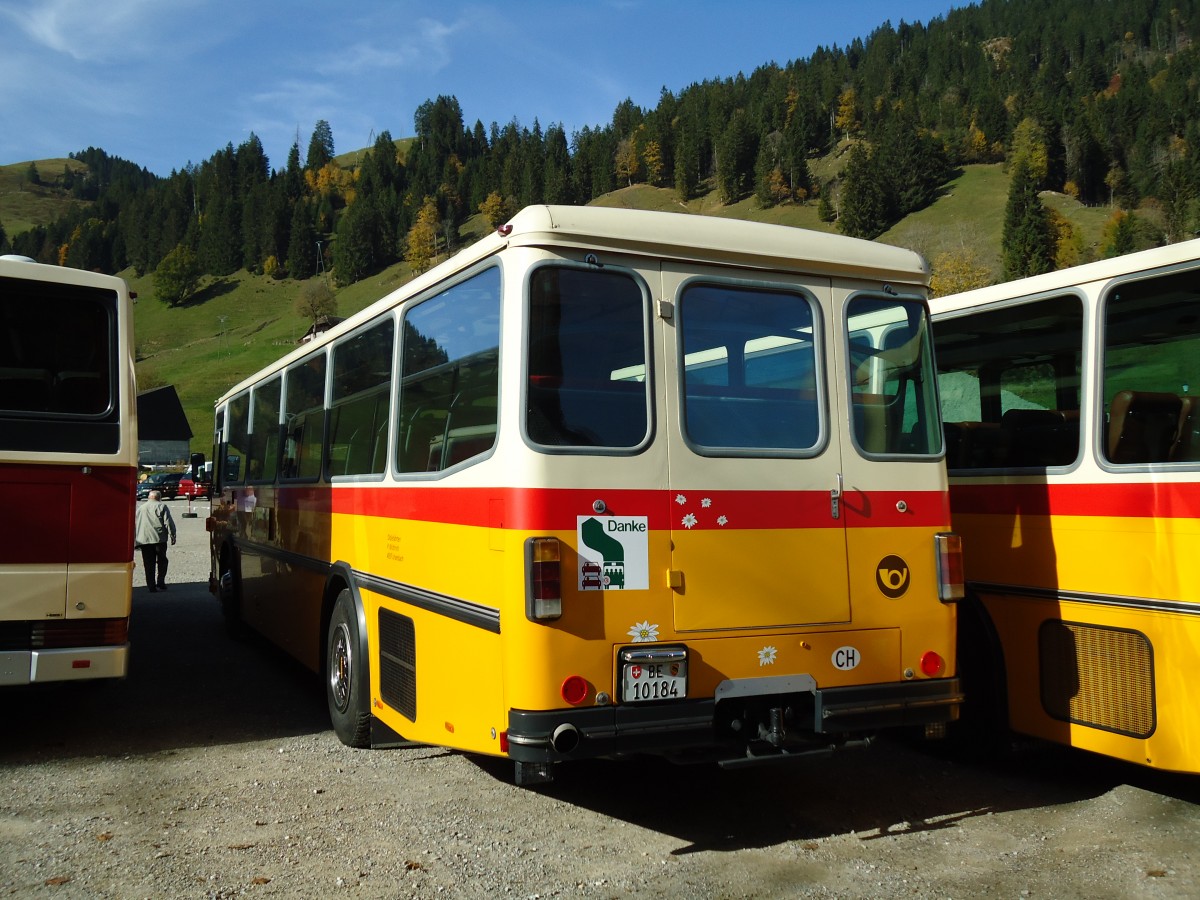 (142'028) - Wthrich, Ursenbach - Nr. 5/BE 10'184 - Saurer/Tscher (ex Schrch, Gutenburg Nr. 5; ex Engeloch, Riggisberg Nr. 5; ex P 25'668) am 21. Oktober 2012 in Schwarzsee, Schwyberg