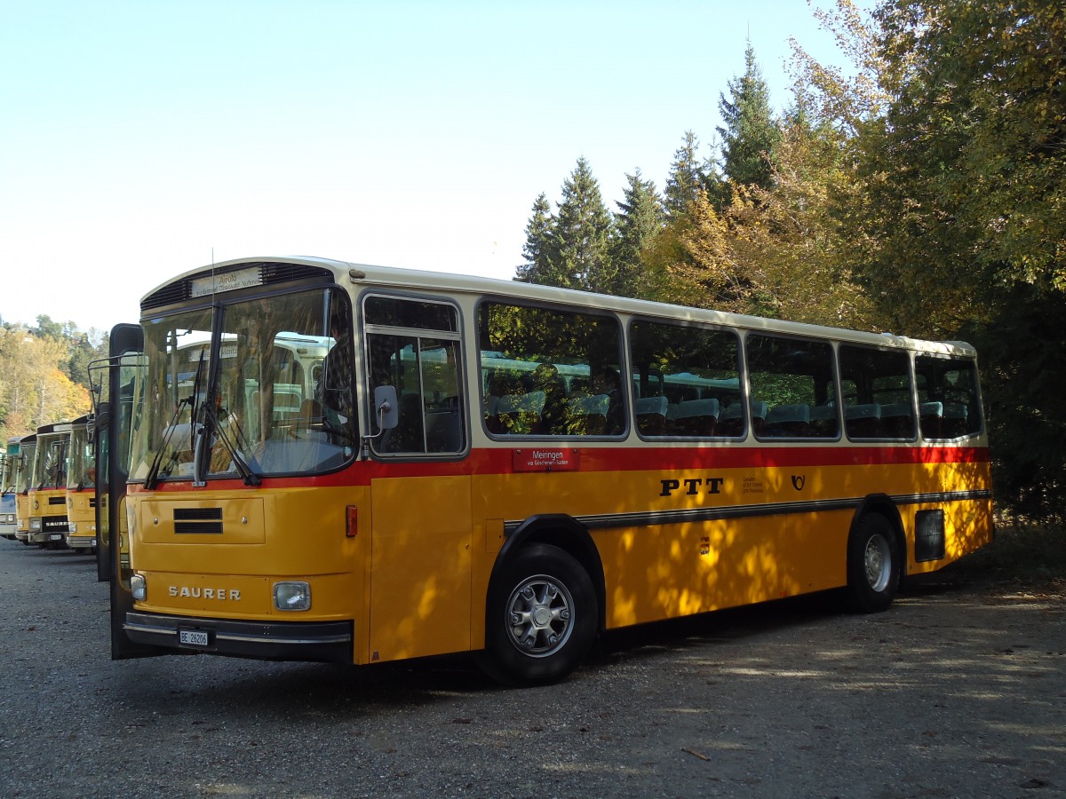 (142'037) - Schmid, Thrishaus - BE 26'206 - Saurer/Tscher (ex P 24'244) am 21. Oktober 2012 in Schwarzsee, Schwyberg
