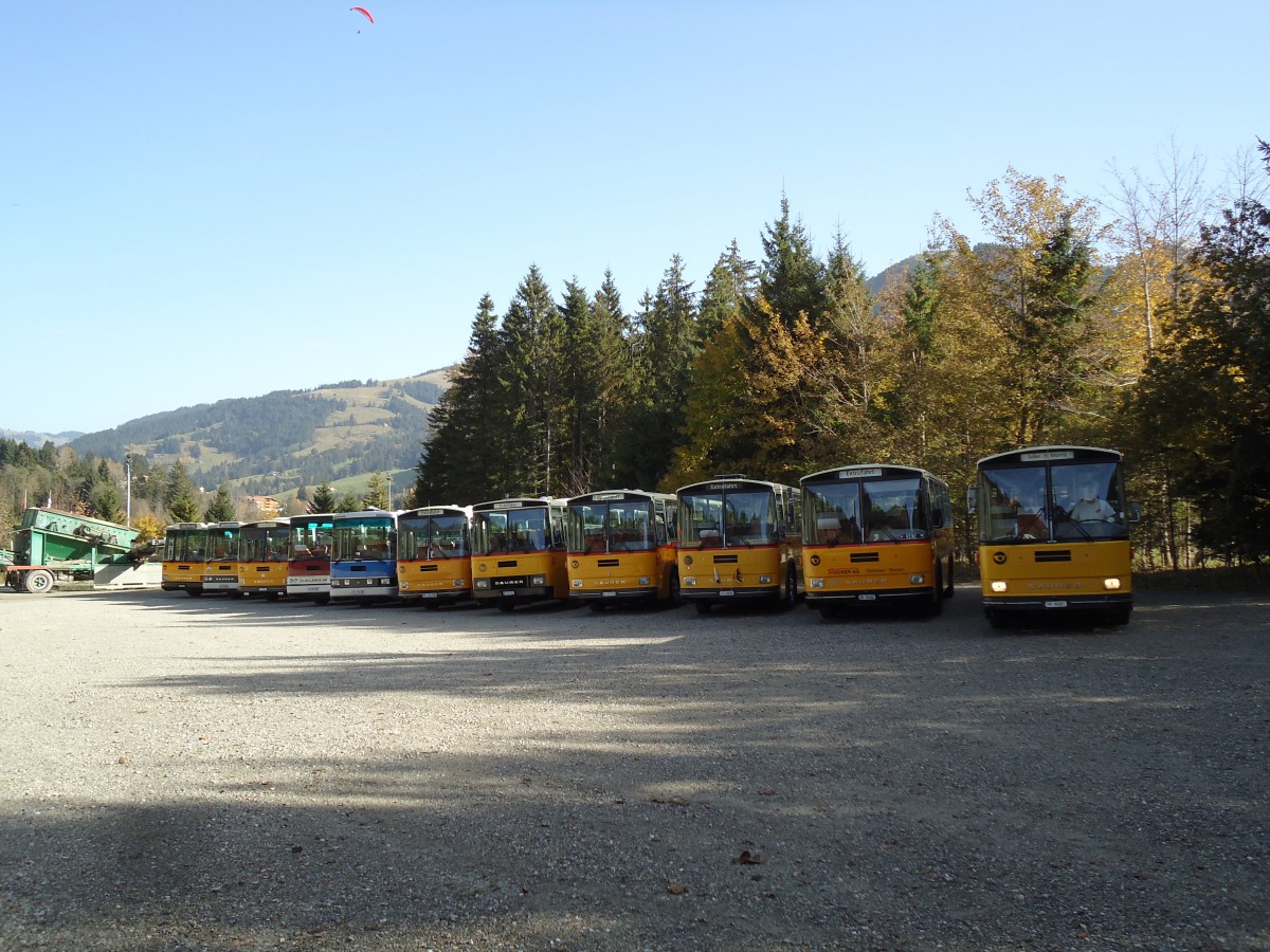 (142'040) - Schlapp, Cottens - FR 90'007 - Saurer/R&J (ex Ruklic, Schaffhausen; ex Heim, Flums; ex Frigg, Zernez; ex P 24'279) am 21. Oktober 2012 in Schwarzsee, Schwyberg