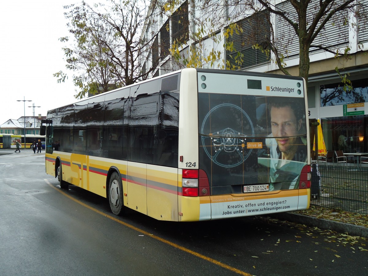 (142'290) - STI Thun - Nr. 124/BE 700'124 - MAN am 30. November 2012 bei der Schifflndte Thun