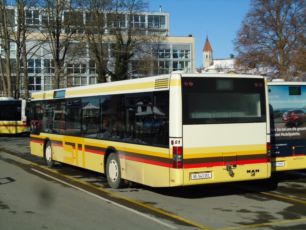 (142'500) - STI Thun - Nr. 81/BE 543'381 - MAN am 12. Dezember 2012 bei der Schifflndte Thun