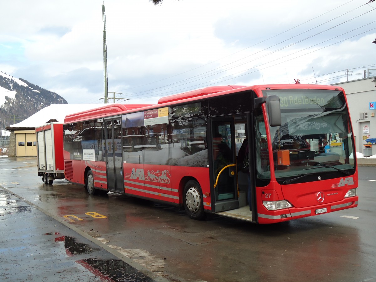 (142'552) - AFA Adelboden - Nr. 27/BE 26'773 - Mercedes am 16. Dezember 2012 beim Bahnhof Frutigen