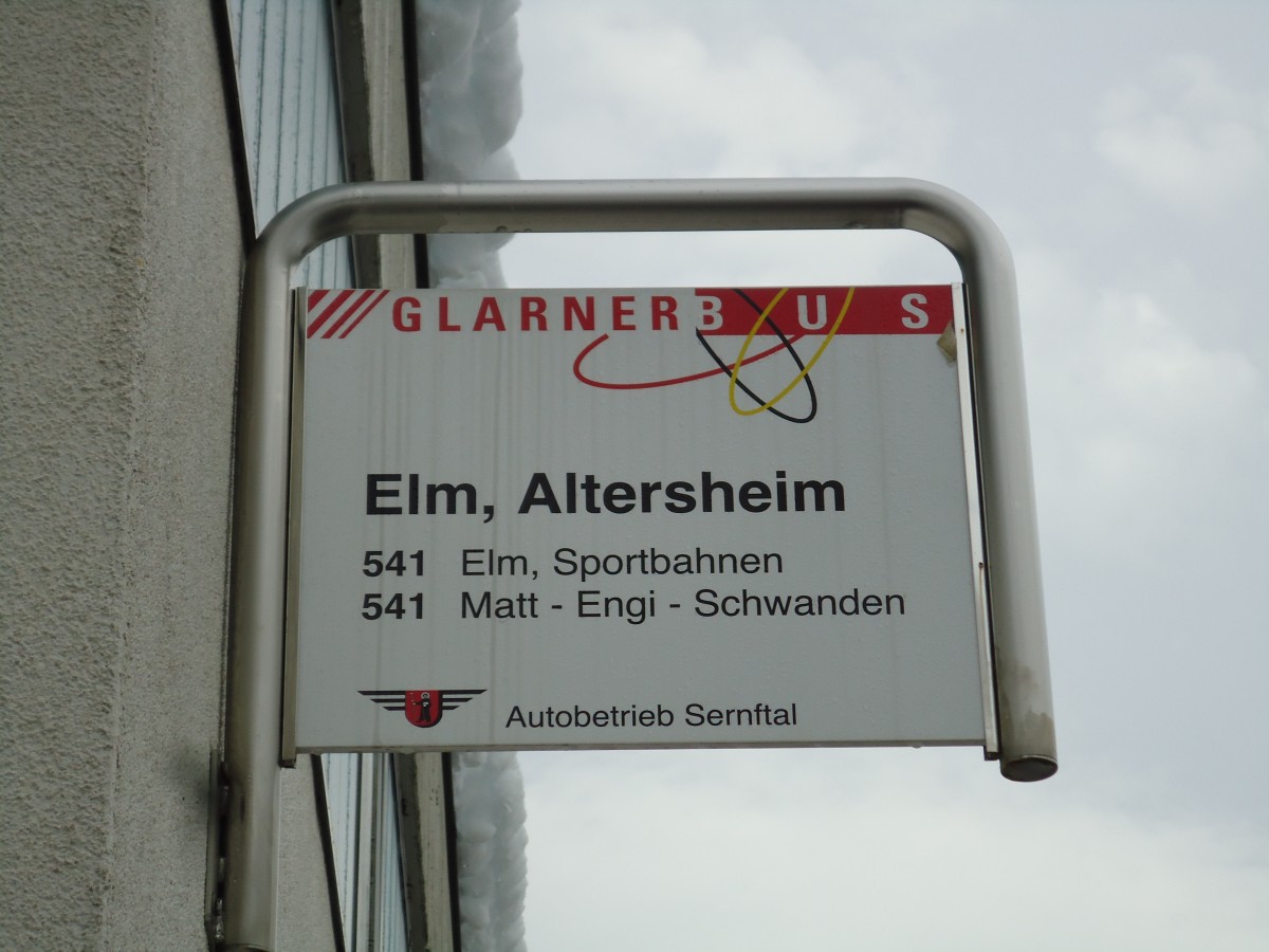 (142'599) - GlarnerBus-Haltestelle - Elm, Altersheim - am 23. Dezember 2012