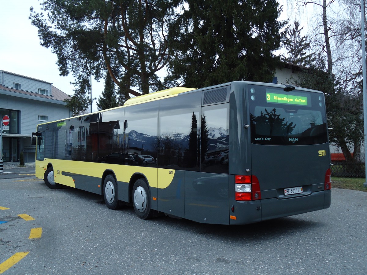 (142'703) - STI Thun - Nr. 147/BE 801'147 - MAN am 28. Dezember 2012 in Steffisburg, Alte Bernstrasse