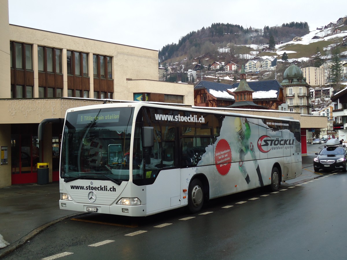 (142'949) - EAB Engelberg - Nr. 1/OW 10'195 - Mercedes (ex TC La Chaux-de-Fonds Nr. 214) am 5. Januar 2013 beim Bahnhof Engelberg