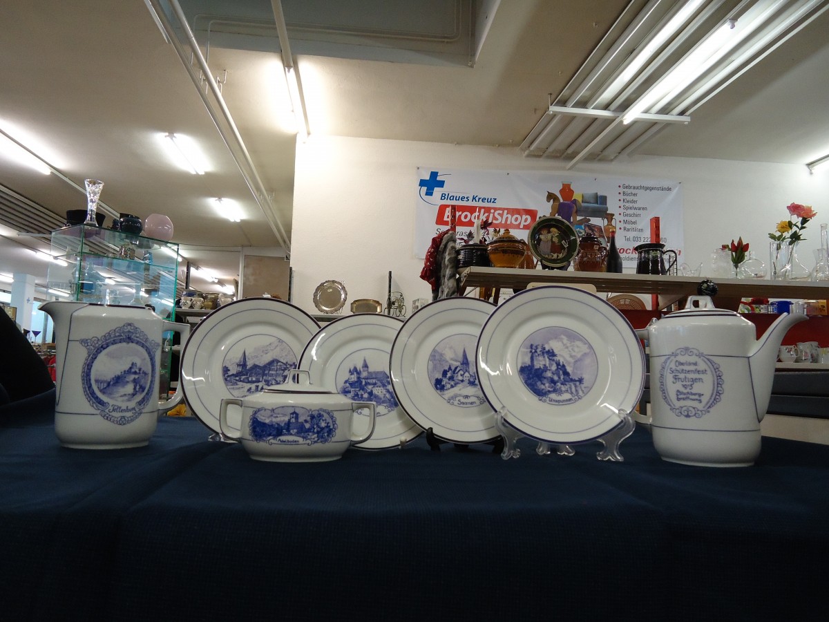 (143'027) - Geschirr zur Erffnung des Ltschbergtunnels im Jahre 1913 von Langenthal im BrockiShop am 18. Januar 2013