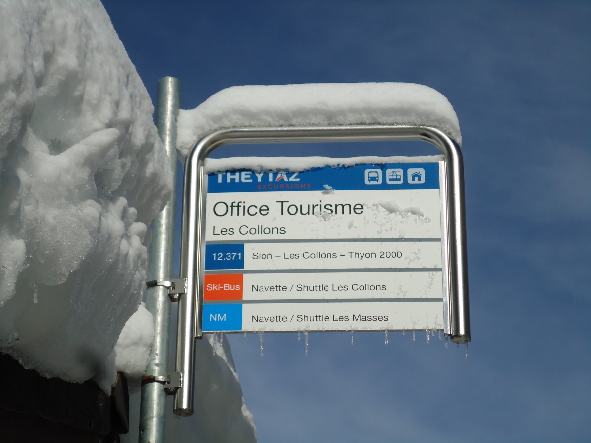 (143'143) - Theytaz-Haltestelle - Les Collons, Office Tourisme - am 3. Februar 2013