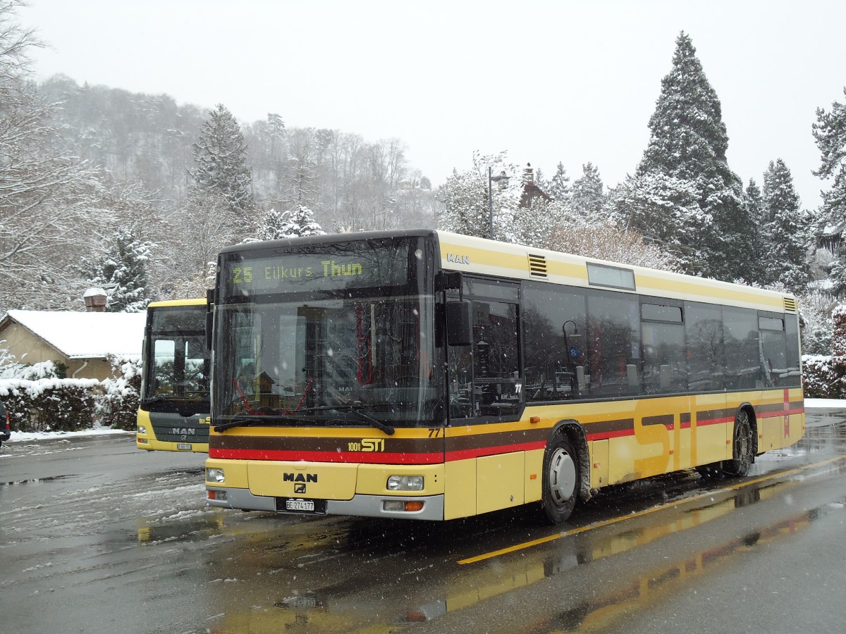 (143'176) - STI Thun - Nr. 77/BE 274'177 - MAN am 7. Februar 2013 bei der Schifflndte Thun