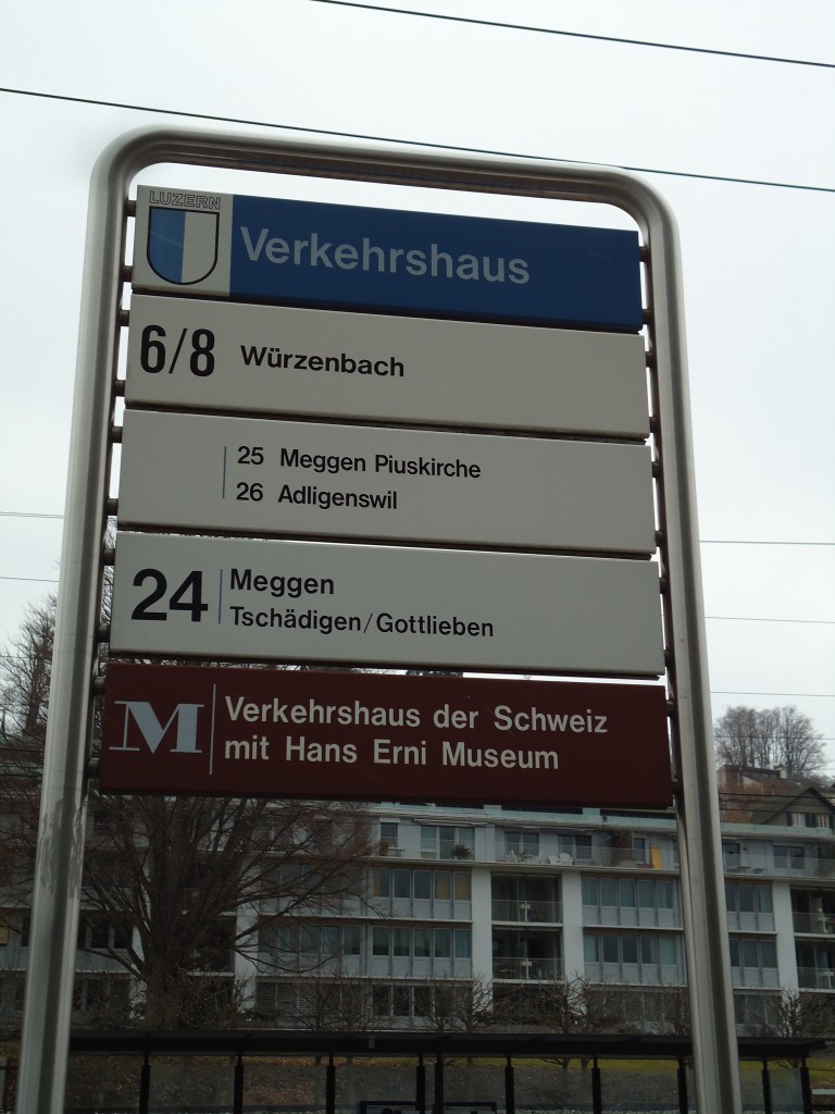 (143'328) - VBL-Haltestelle - Luzern, Verkehrshaus - am 20. Februar 2013