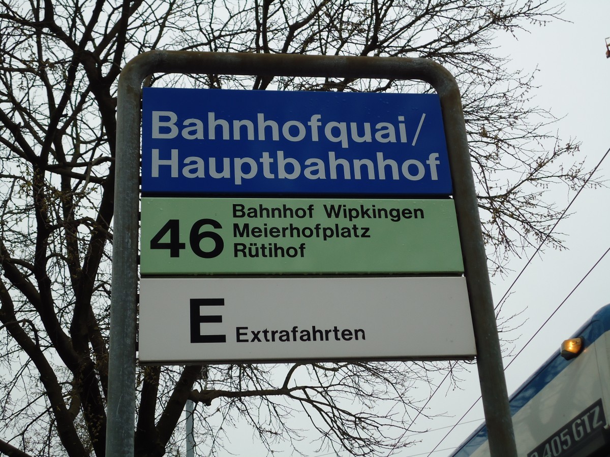 (143'767) - VBZ-Haltestelle - Bahnhofquai/Hauptbahnhof - am 21. April 2013