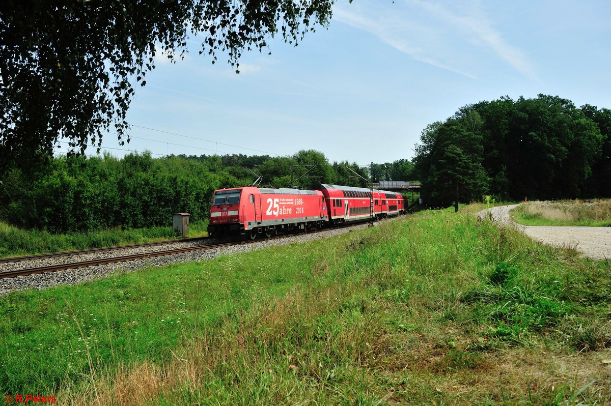 146 222-5 schiebt bei Singrün den RE 50 4859 Nürnberg - München. 21.08.21