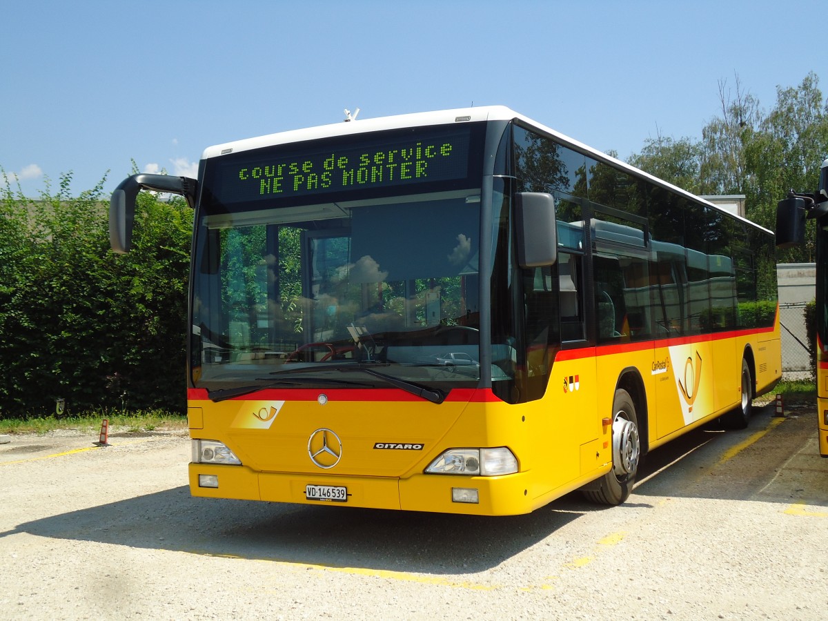 (146'022) - CarPostal Ouest - VD 146'539 - Mercedes (ex PostAuto Bern; ex P 25'380) am 22. Juli 2013 in Yverdon, Garage