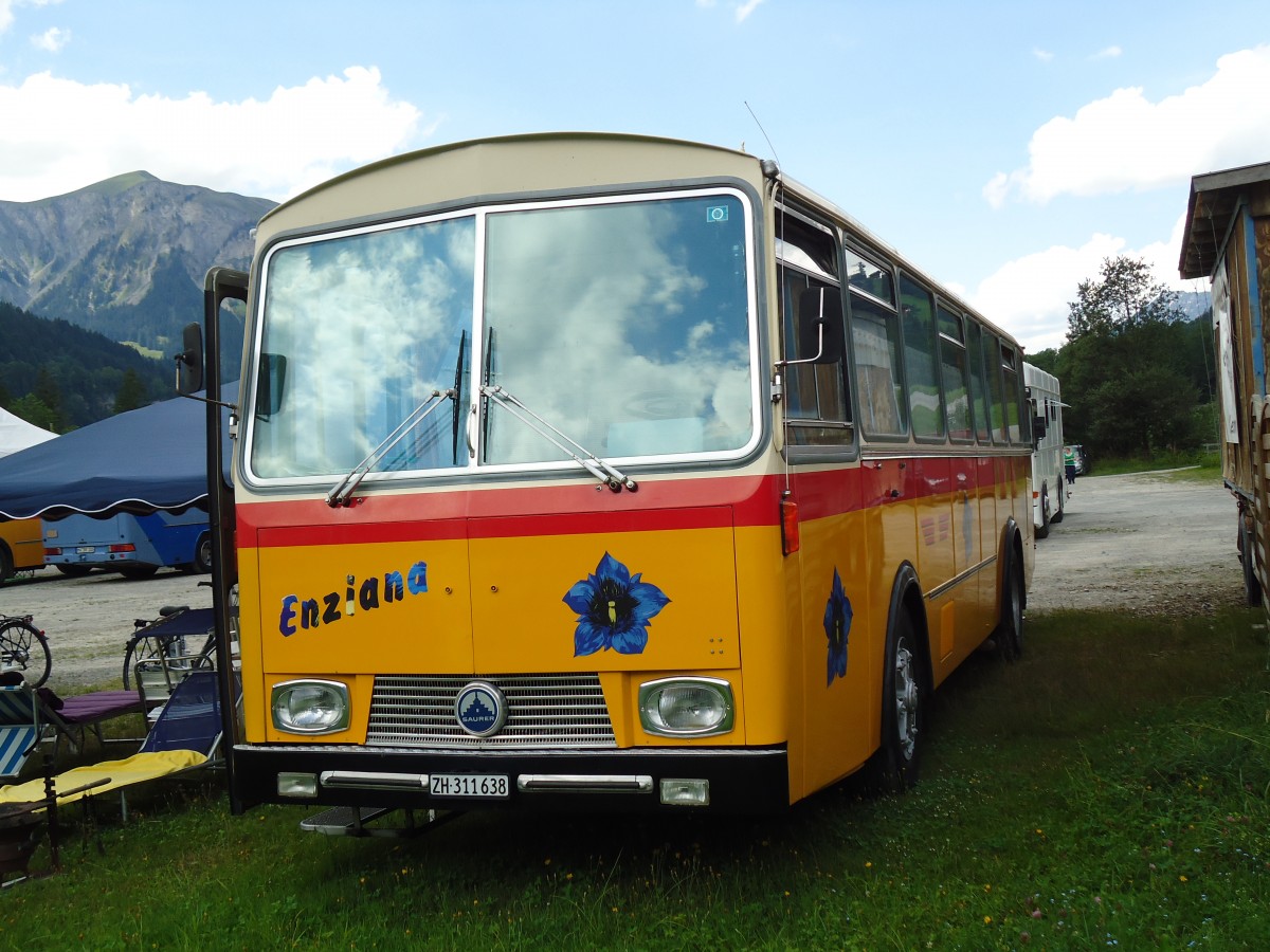 (146'379) - Ghwiler, Birmensdorf - ZH 311'638 - Saurer/Tscher (ex AVG Grindelwald Nr. 12; ex Steiger, Schlatt) am 17. August 2013 in Lenk, Metschbahnen