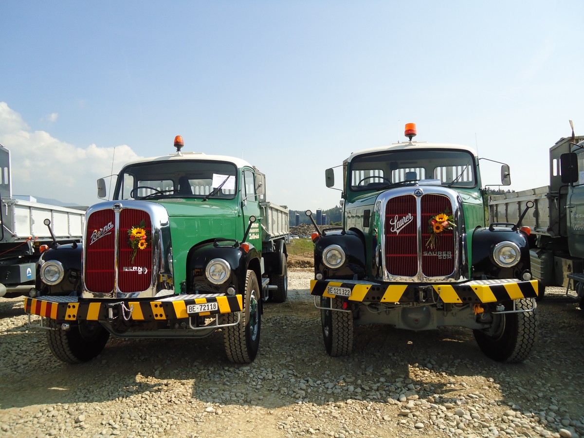 (146'676) - Sommer, Zollbrck - BE 72'118 - Berna + BE 121'322 - Saurer am 31. August 2013 in Niederbipp, Saurertreffen