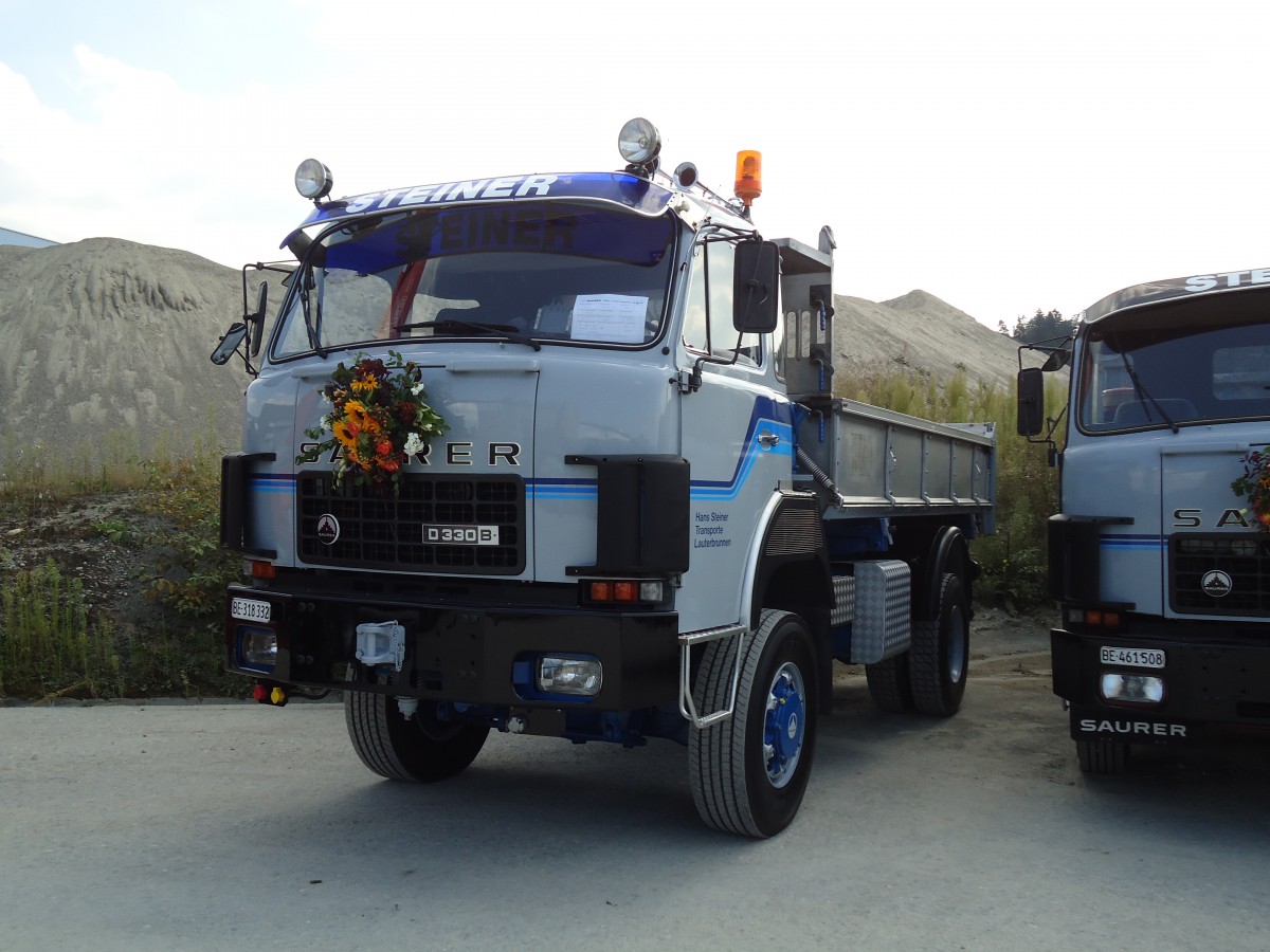 (146'757) - Steiner, Lauterbrunnen - BE 318'332 - Saurer am 31. August 2013 in Niederbipp, Saurertreffen