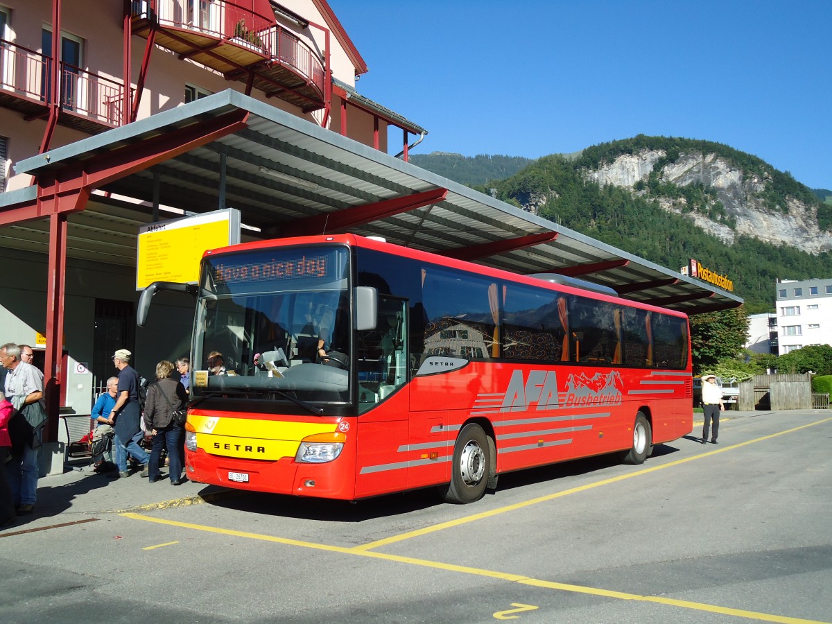 (147'054) - AFA Adelboden - Nr. 24/BE 26'701 - Setra am 2. September 2013 in Meiringen, Postautostation (Einsatz AVG M.)