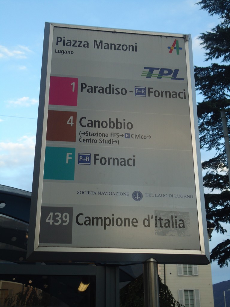(147'753) - TPL-Haltestelle - Lugano, Piazza Manzoni - am 5. November 2013