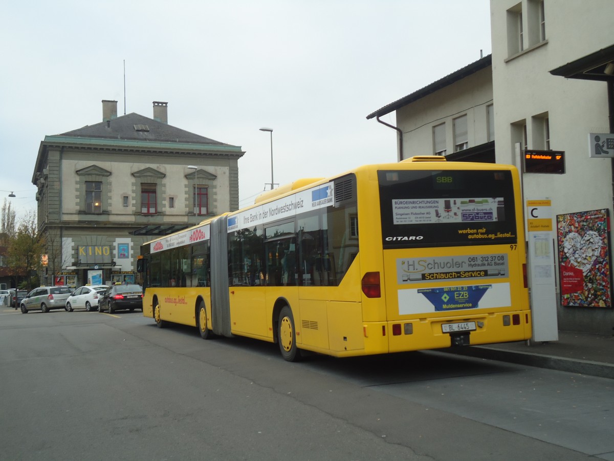 (148'114) - AAGL Liestal - Nr. 97/BL 6445 - Mercedes am 17. November 2013 beim Bahnhof Liestal