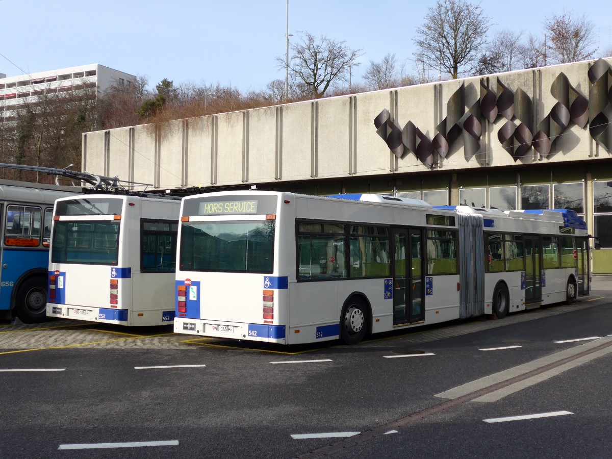 (148'757) - TL Lausanne - Nr. 542/VD 1458 - Van Hool am 2. Februar 2014 in Lausanne, Dpt Borde