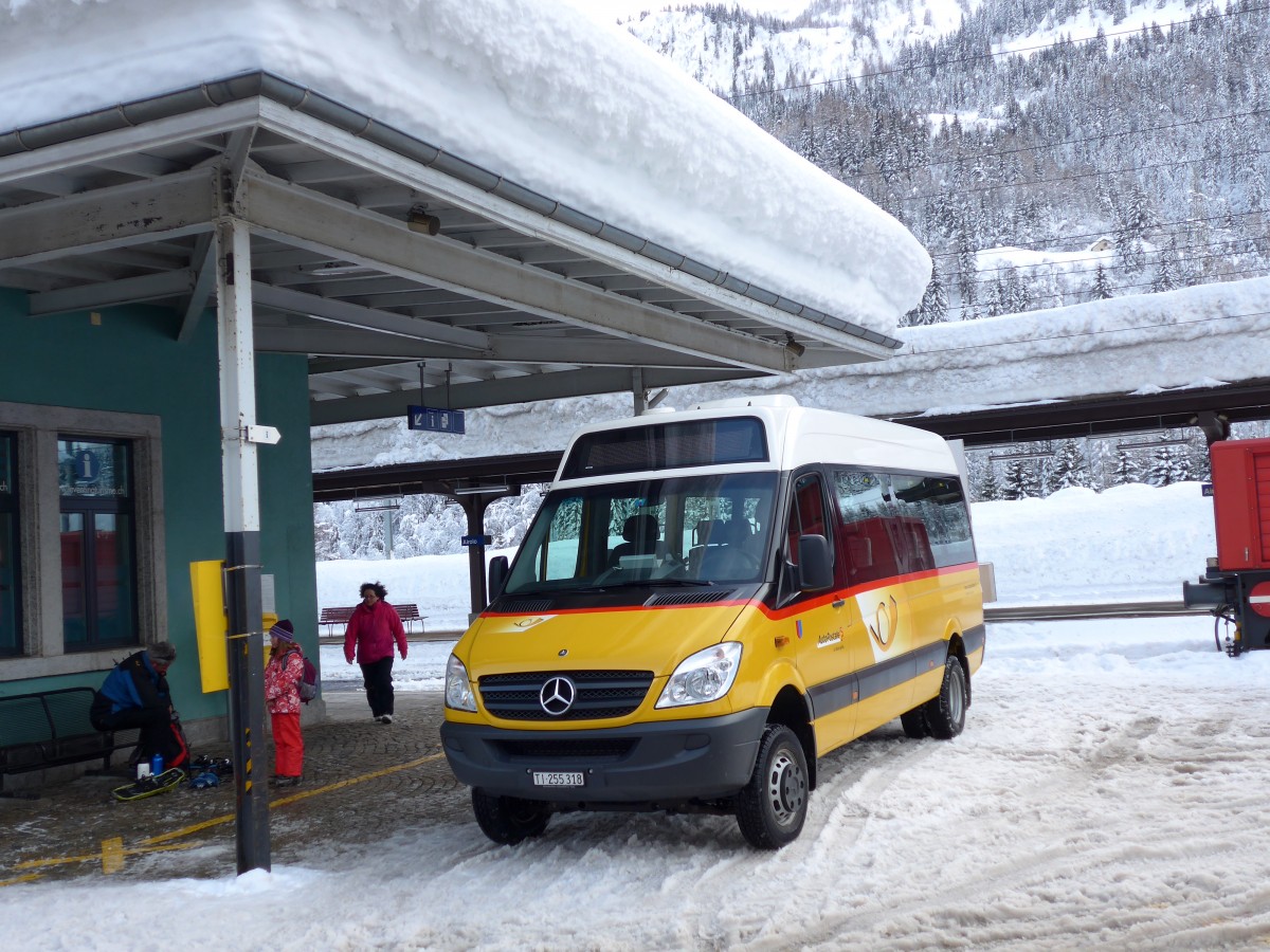 (148'814) - Marchetti, Airolo - TI 255'318 - Mercedes am 9. Februar 2014 beim Bahnhof Airolo