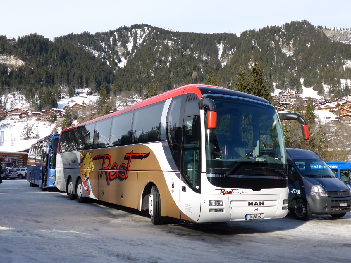 (148'844) - Aus Deutschland: Rast, Hartheim - FR-AR 62 - MAN am 15. Februar 2014 in Adelboden, ASB