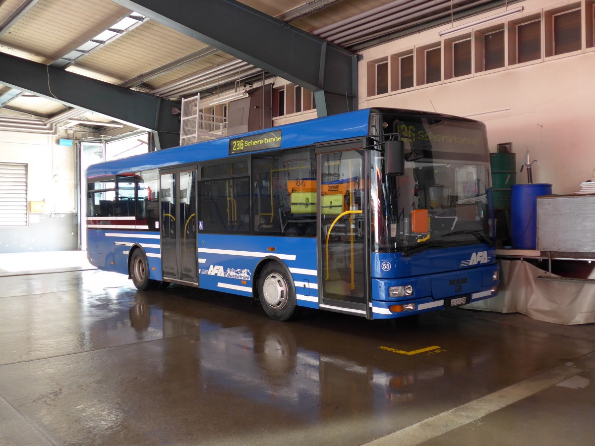 (148'854) - AFA Adelboden - Nr. 55/BE 611'055 - MAN/Gppel am 15. Februar 2014 im Autobahnhof Adelboden