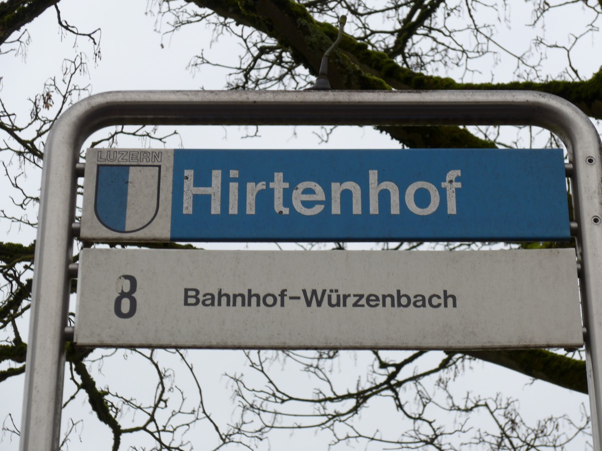 (149'015) - VBL-Haltestelle - Luzern, Hirtenhof - am 16. Februar 2014