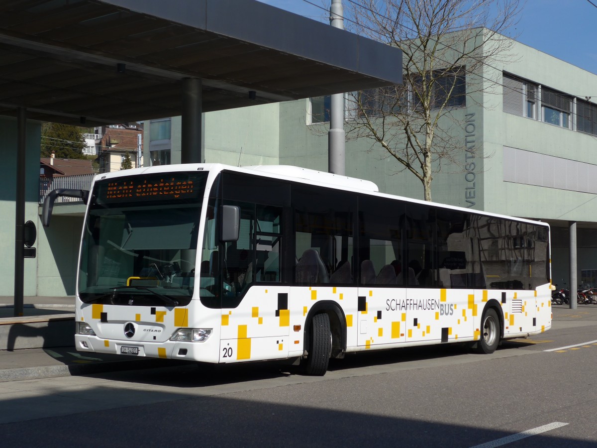 (149'397) - SB Schaffhausen - Nr. 20/SH 54'320 - Mercedes am 29. Mrz 2014 beim Bahnhof Schaffhausen