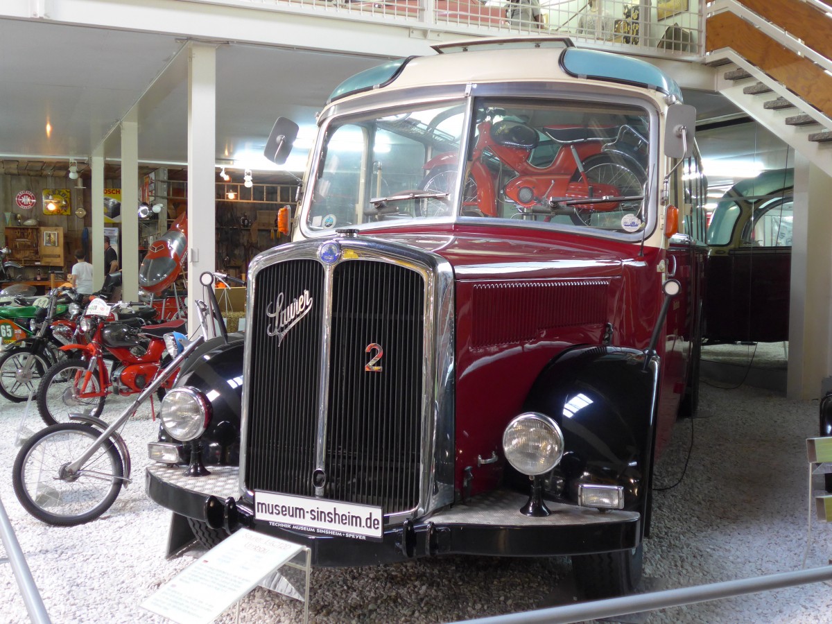 (149'958) - Museum, Sinsheim - Nr. 2 - Saurer/R&J (ex Renndienst-Fahrzeug; ex Solr&Fontana, Ilanz) am 25. April 2014 in Sinsheim, Museum