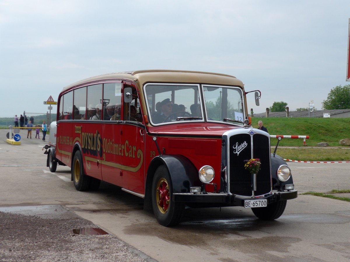 (150'157) - Aus der Schweiz: Dysli, Bern - Nr. 19/BE 65'700 - Saurer/Saurer (ex P 23'085; ex P 2137) am 26. April 2014 in Speyer, Technik-Museum