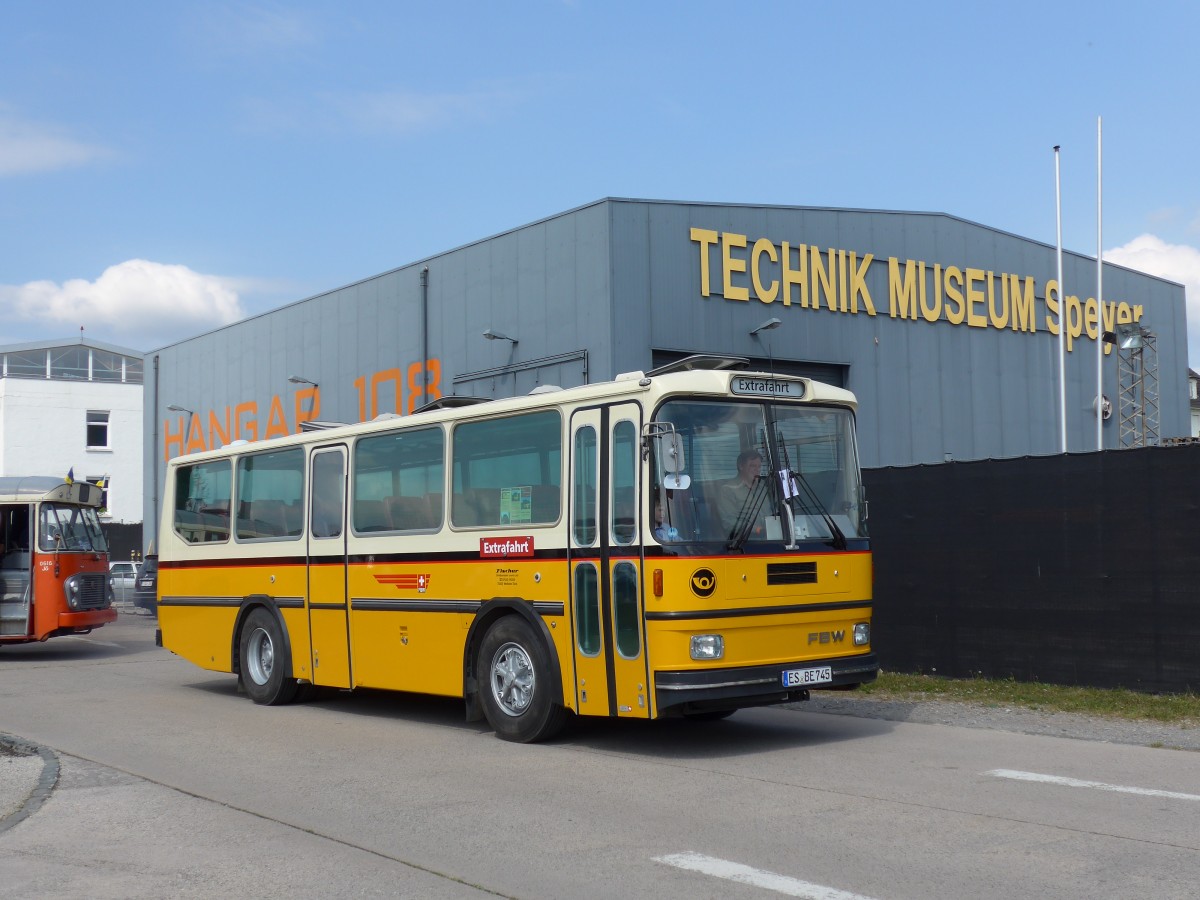 (150'451) - Fischer, Weilheim - ES-BE 745 - FBW/Hess (ex Tiemann, Oetwil Nr. 21; ex Roki, Heimberg; ex P 23'421) am 26. April 2014 in Speyer, Technik-Museum