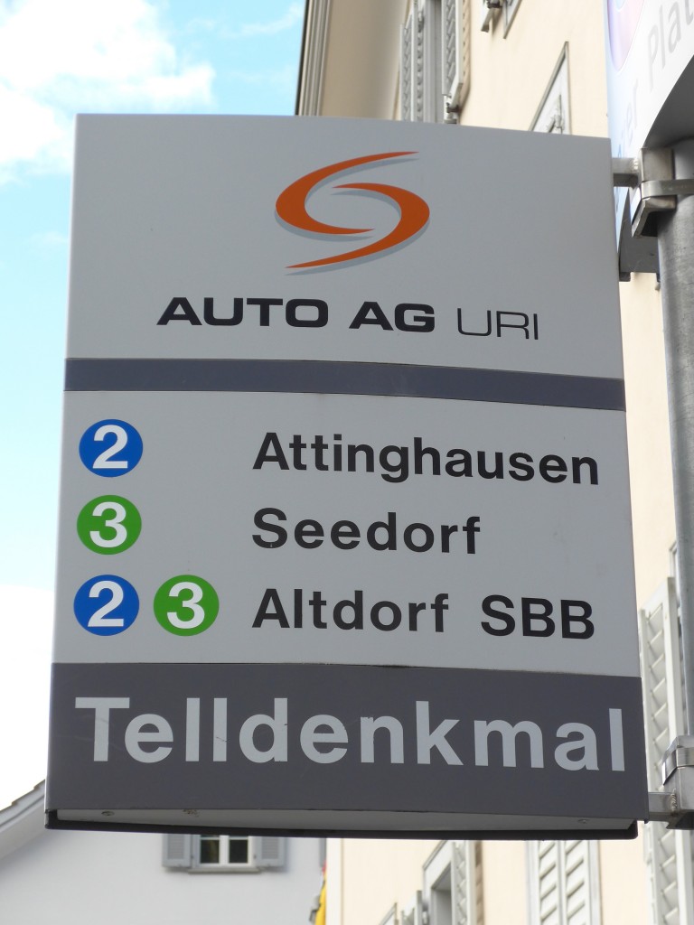 (150'531) - AAGU-Haltestelle - Altdorf, Telldenkmal - am 10. Mai 2014