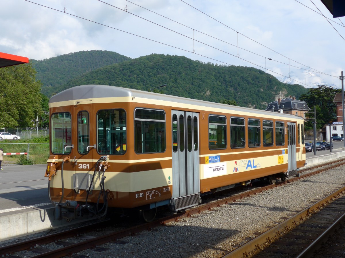 (150'931) - TPC-AL-Triebwagen - Nr. 361 - am 26. Mai 2014 im Bahnhof Aigle