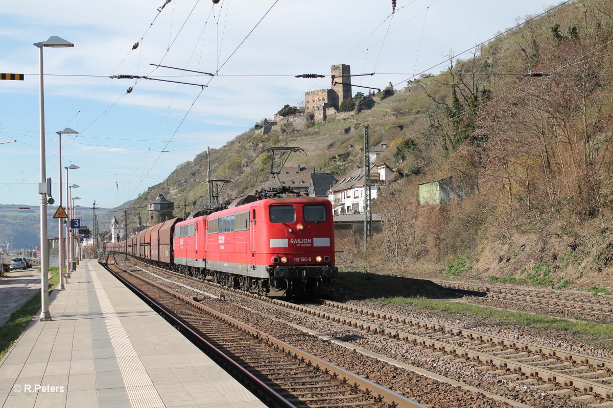 151 150-0 mit einem Kohlezug in Kaub. 20.03.14