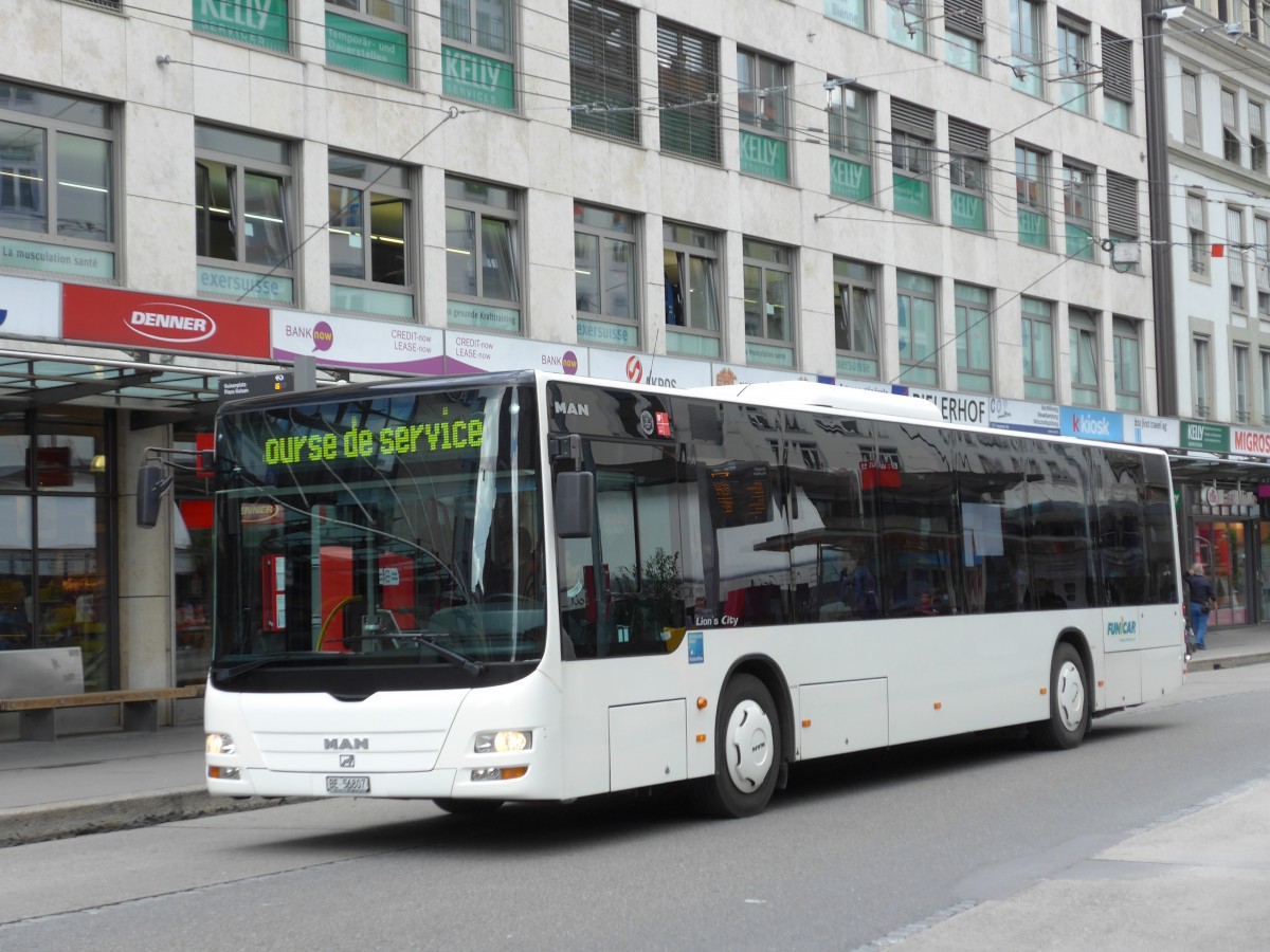 (151'084) - Funi-Car, Biel - Nr. 7/BE 56'807 - MAN am 29. Mai 2014 in Biel, Guisanplatz