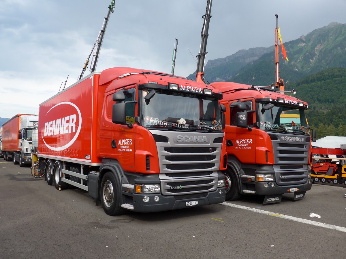 (151'890) - Alpiger, Alt St. Johann - SG 287'007 - Scania am 28. Juni 2014 in Interlaken, Flugplatz
