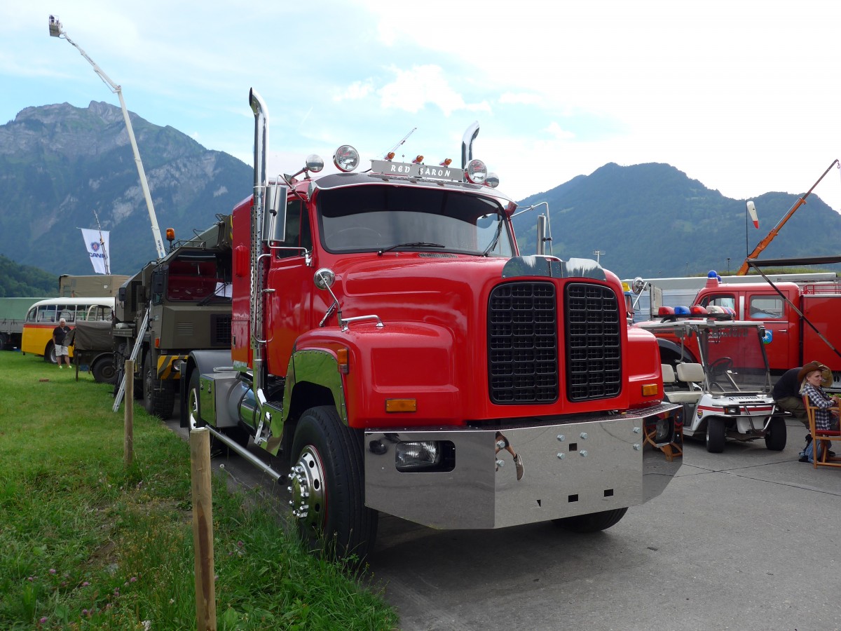 (151'909) - Red Baron - Saurer am 28. Juni 2014 in Interlaken, Flugplatz